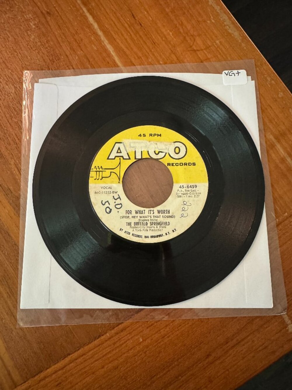 Buffalo Springfield- For What It's Worth Vinyl Record (45 RPM) | VG+ | Folk Rock